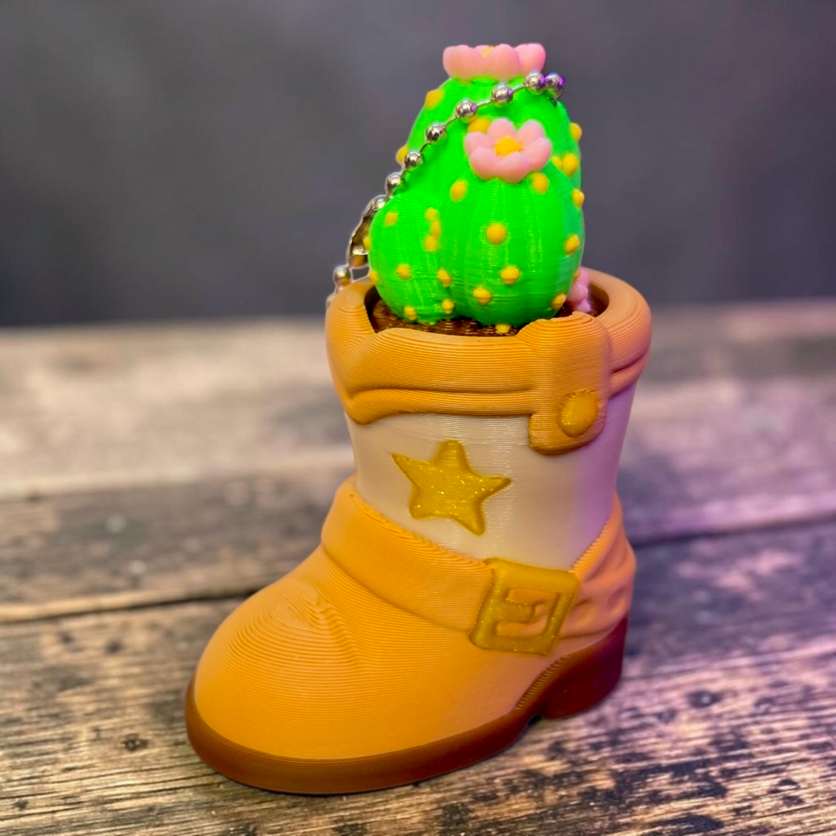 Cowboy Cactus Clicker Keychain